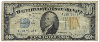 $10 1934a N.  Africa Silver Certificate Fr 2309 A Block