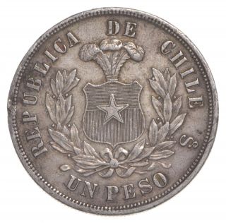 Silver - World Coin - 1883 Chile 1 Peso - World Silver Coin - 25 Grams 762