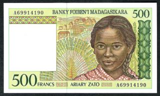 1994 Madagascar 500 Francs Note.  Unc