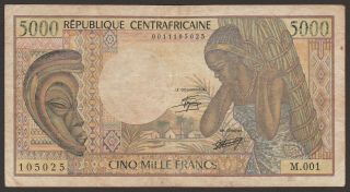 Central African Republic 5000 Francs P - 12a / B108a Signature 9 (tbb 3)