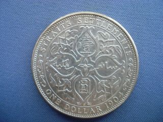 1904 Straits Settlement - 1 Dollar - Edward VII -.  900 Silver Coin - B1286 5
