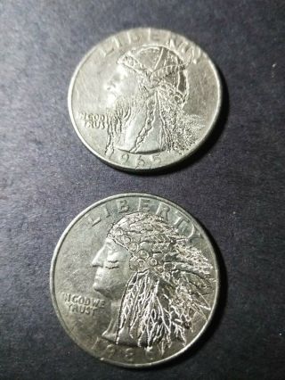 Hobo Nickel.  Hand Carved Coins Quarter Dollar