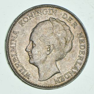 Silver - World Coin - 1931 Netherlands 1 Gulden - World Silver Coin - 10.  4g 715