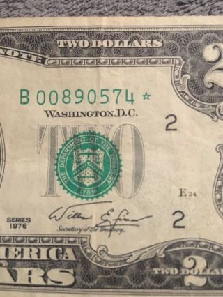 $2 Star Note And Low Serial Number $2 Bill Series 1976 3