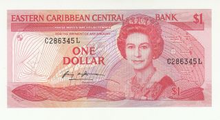 East Caribbean States St.  Lucia 1 Dollar Unc P17l Qeii @