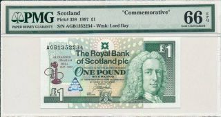 The Royal Bank Of Scotland Plc Scotland 1 Pound 1997 Commemorative Pmg 66epq