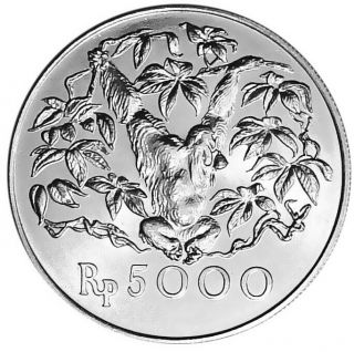 Indonesia 5000 Rupiah 1974 Silver 32.  00g Unc 