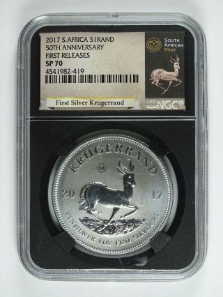 South Africa 2017 1 Oz Silver Krugerrand 50th Ann.  Ngc Sp 69 - First Releases
