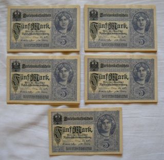43 X 5 Mark From German Land 1917,  With Consecutive Identification Number,  Unc