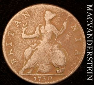 Great Britain: 1730 One - Half Penny - George Ii - Scarce Nr910