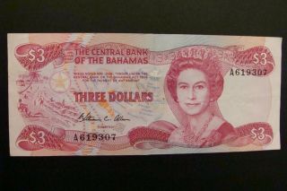 Bahamas 3 Dollars 1974 Crisp