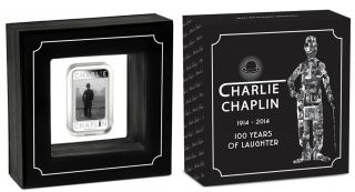 2014 Charlie Chaplin 100 Years Of Laughter Anniversary 1 Oz.  999 Prof Silver Bar