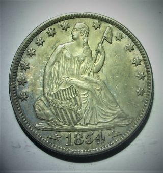 1854 - O W/ Arrows Seated Liberty Half Dollar - Grade For Yourself