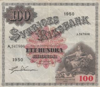 Sweden 100 Kronor 1950 - Sveriges Riksbank