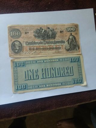 Confederate Currency $100 Richmond Va Nov 20,  1862 G - Vg