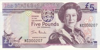 Jersey 5 Pounds 2000 P 27 Unc Low Serial Number