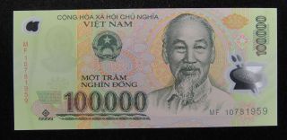 Vietnam Polymer Plastic Banknote 100000 Dong 2010 Unc