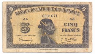 French West Africa 5 Francs 1942,  P - 28