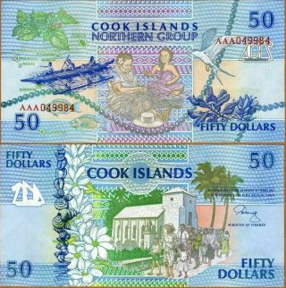 Cook Islands 50$ Dollars 1992 Pick 10 Unc Prefix Aaa