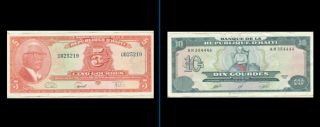 Haiti Gourdes Notes Paper Real Money 10 And 5 Gourdes Haitian Money Notes