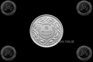 Tunisia 5 Francs 1939 (pasha - Bey Of Tunisia) Silver Coin (km 264) Xf
