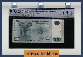 Tt Pk 98b 2013 Congo Democratic Republic 100 Francs Elephant Pcgs 68 Opq