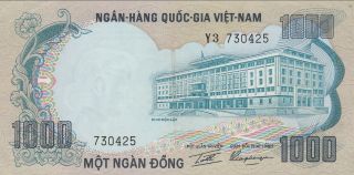 Viet Nam - South,  1000 Dong Banknote,  (1972) Choice Extra Fine Cat 34 - A " Elephants "