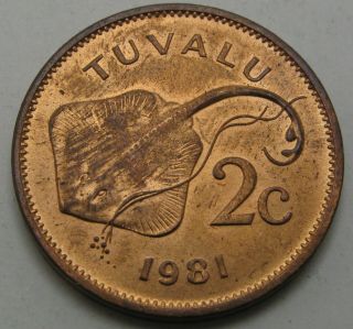 Tuvalu 2 Cents 1981 - Bronze - Xf/aunc - 3009