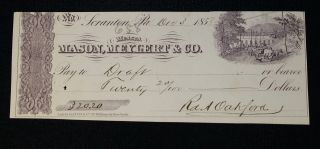 Obsolete Bank Check Mason Meylert & Co Scranton Pa 1858 Oakford Signed