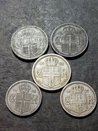 5 Better Date Iceland Coins 1923 1942