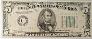 1934 - A $5 Five Dollars Frn Federal Reserve Note Philadelphia