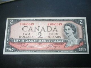 L - 1954 Bank Of Canada Canadian $2.  00 Bill Two Dollar Circulated Orange