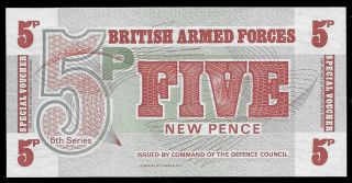 World Paper Money - British Armed Forces 5 Pence 6th Series Mpc @ Crisp Unc