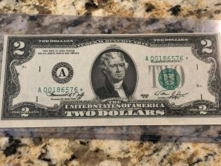 1976 $2 Federal Reserve Star Note Boston Choice Unc Star Note