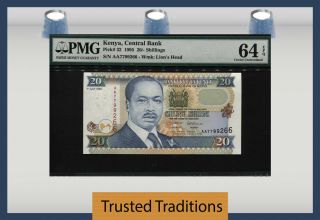 Tt Pk 32 1995 Kenya 20/ - Shillings " President Moi " Pmg 64 Epq Scarcely Graded