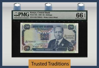 Tt Pk 25b 1989 Kenya 20/ - Shillings " President Moi " Pmg 66 Epq Scarcely Graded
