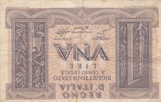 1 Lire Fine Banknote From Italy 1939 Pick - 26