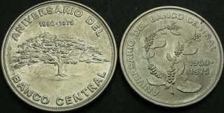 Costa Rica 5,  10 Colones 1975 - Bank Anniversary - 2 Coins - 43 ¤
