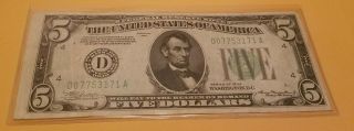 1934 $5 Frn Federal Reserve Note Cleveland
