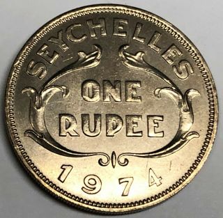 C9731 Seychelles Coin,  One Rupee 1974 Unc.