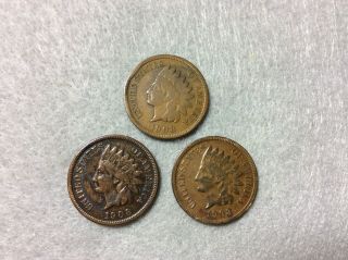 1908 - S Indian Head Cent Set Of 3