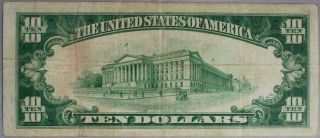 1934 A Series $10 Dollar Bill Silver Certificate Blue Seal 2