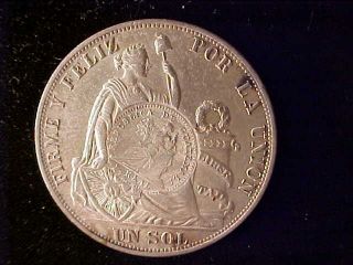 Guatemala 1894 Counterstamp On Peru Sol 1891