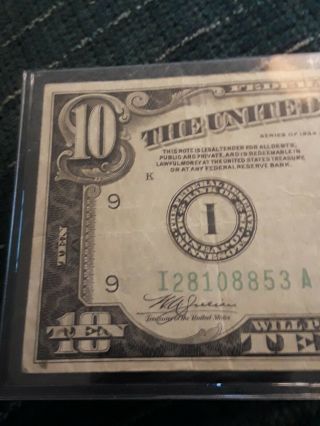 Vintage 1934 A Series $10 Dollar Bill Federal Reserve Minneapolis 3