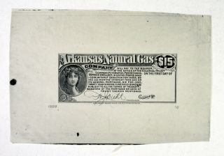 Abn Proof Vignette " Arkansas Natural Gas " Bond Coupon 1900 - 30s Intaglio Cu Black