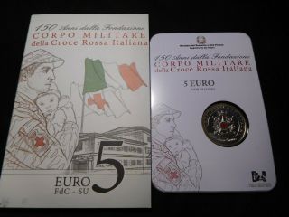 M59 Italy 2016 Silver €5 Italian Red Cross Corps Special Unc In Orig.  Folder