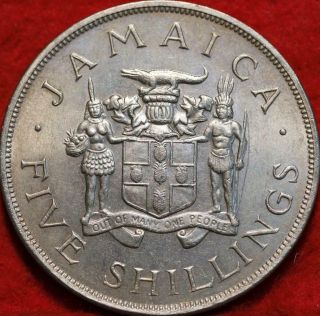 Uncirculated 1966 Jamaica 5 Shilling Common Wealth Games Clad Foreign Coin