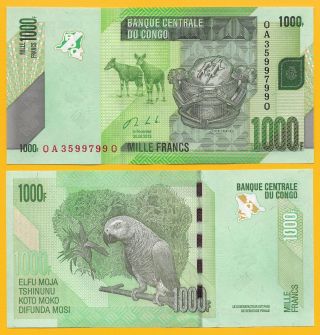 D.  R.  Congo 1000 Francs P - 101b 2013 Unc Banknote