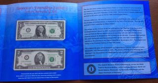 AMERICA ' S FOUNDING FATHERS 2012 CURRENCY SET $1 and $2 Notes Matching Number. 5