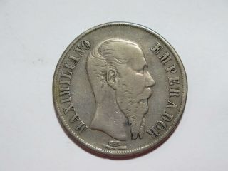 Mexico 1866 1 Peso Empire Maximilian Silver Type World Coin B ✮no Reserve✮